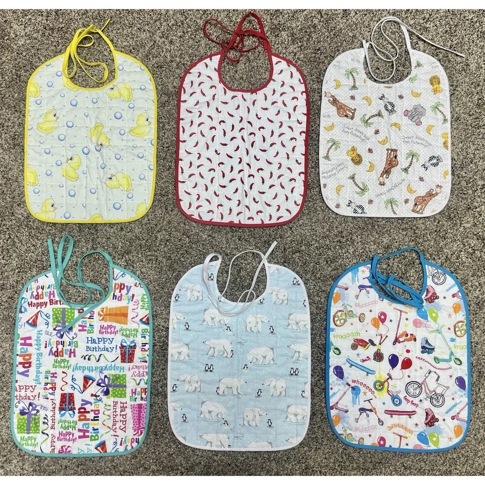 Lot Of 6‎ Quilted Handmade Bibs Assorted Large Size 12